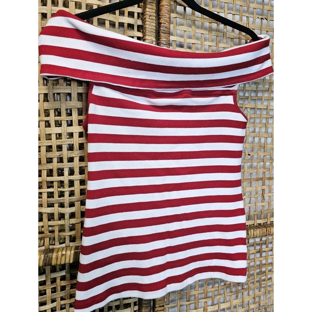 Banana RepublicOff‎ The Shoulder red white short sleeve Stripped Top size M